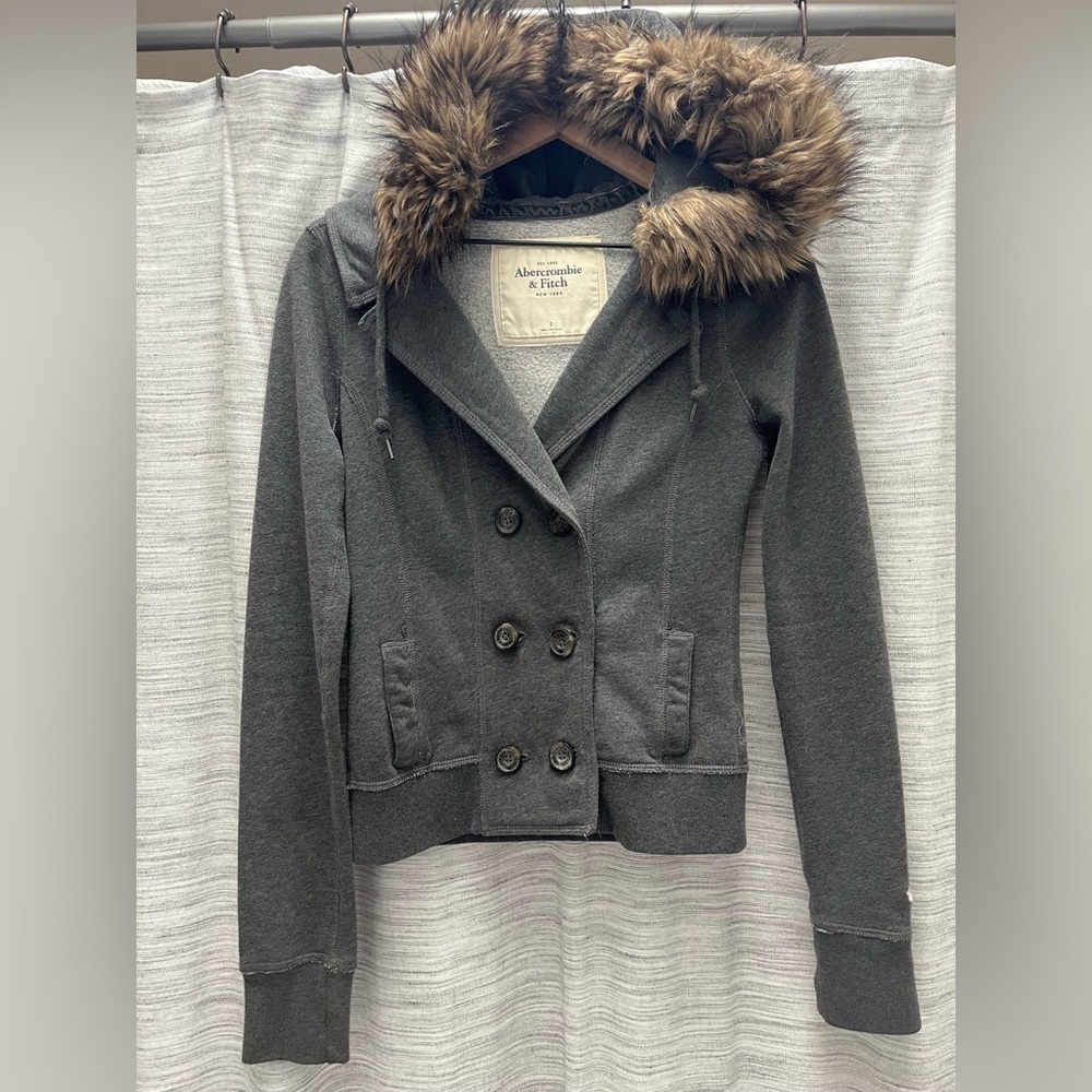 ABERCROMBIE & FITCH Stylish Fur Hood Jacket/Coat